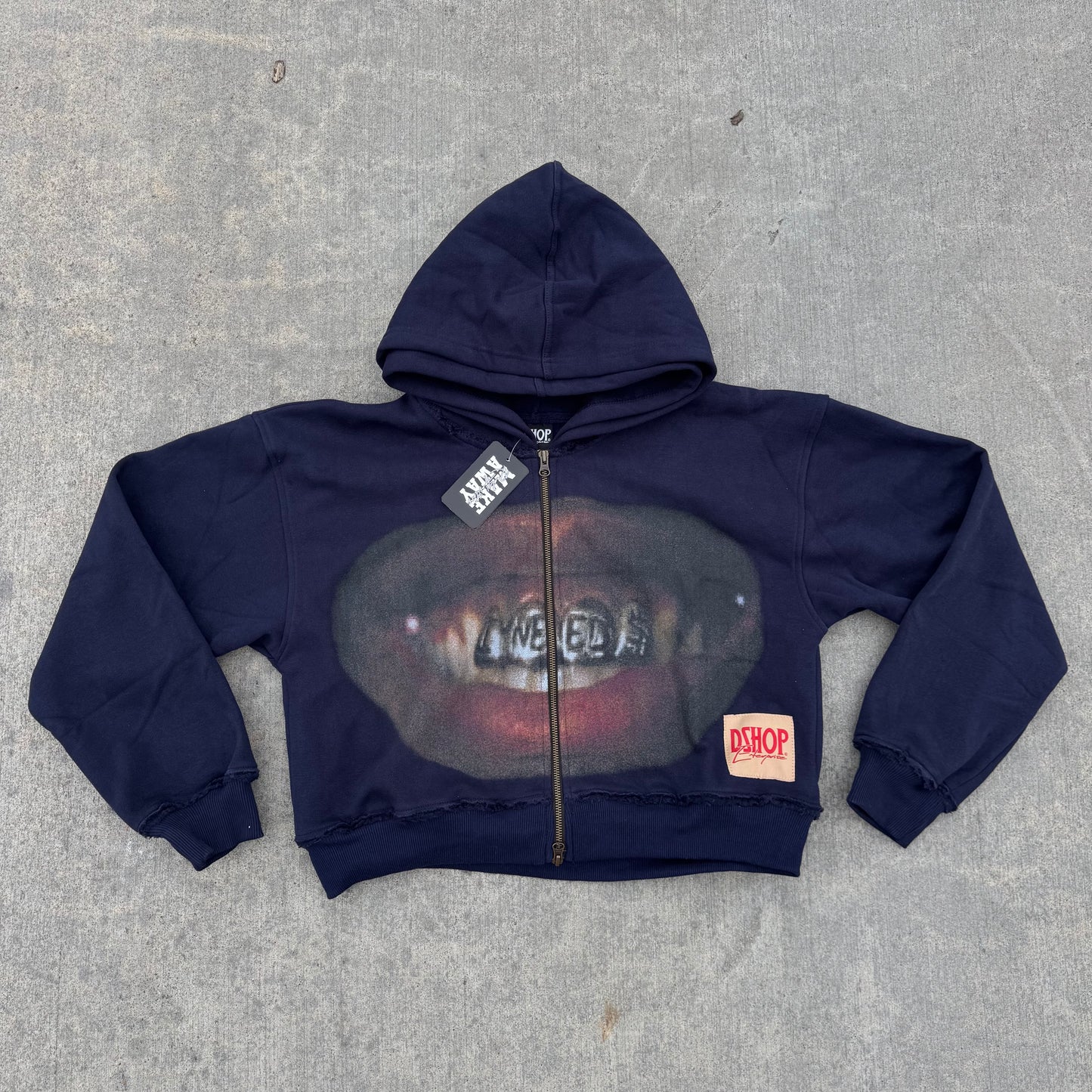How High Cropped Hoodie (Navy Blue)