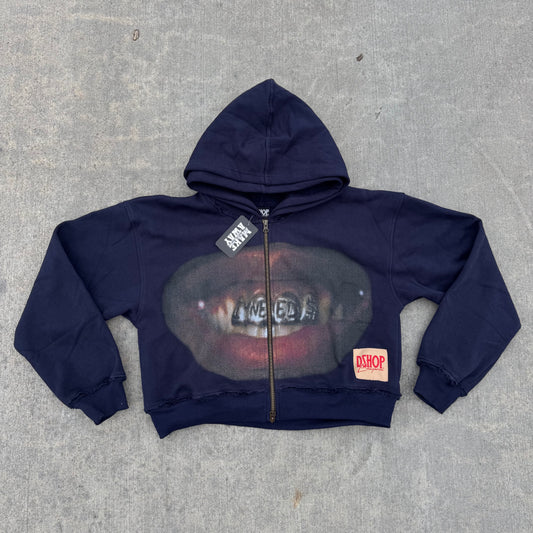 How High Cropped Hoodie (Navy Blue)