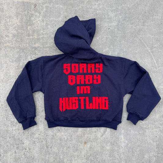 How High Cropped Hoodie (Navy Blue)
