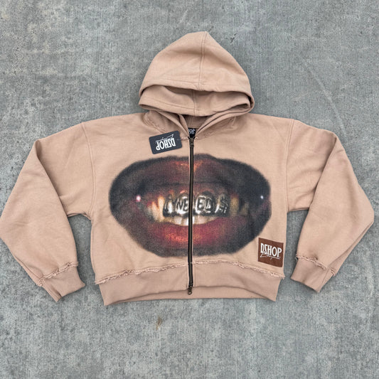 How High Cropped Hoodie (Tan)
